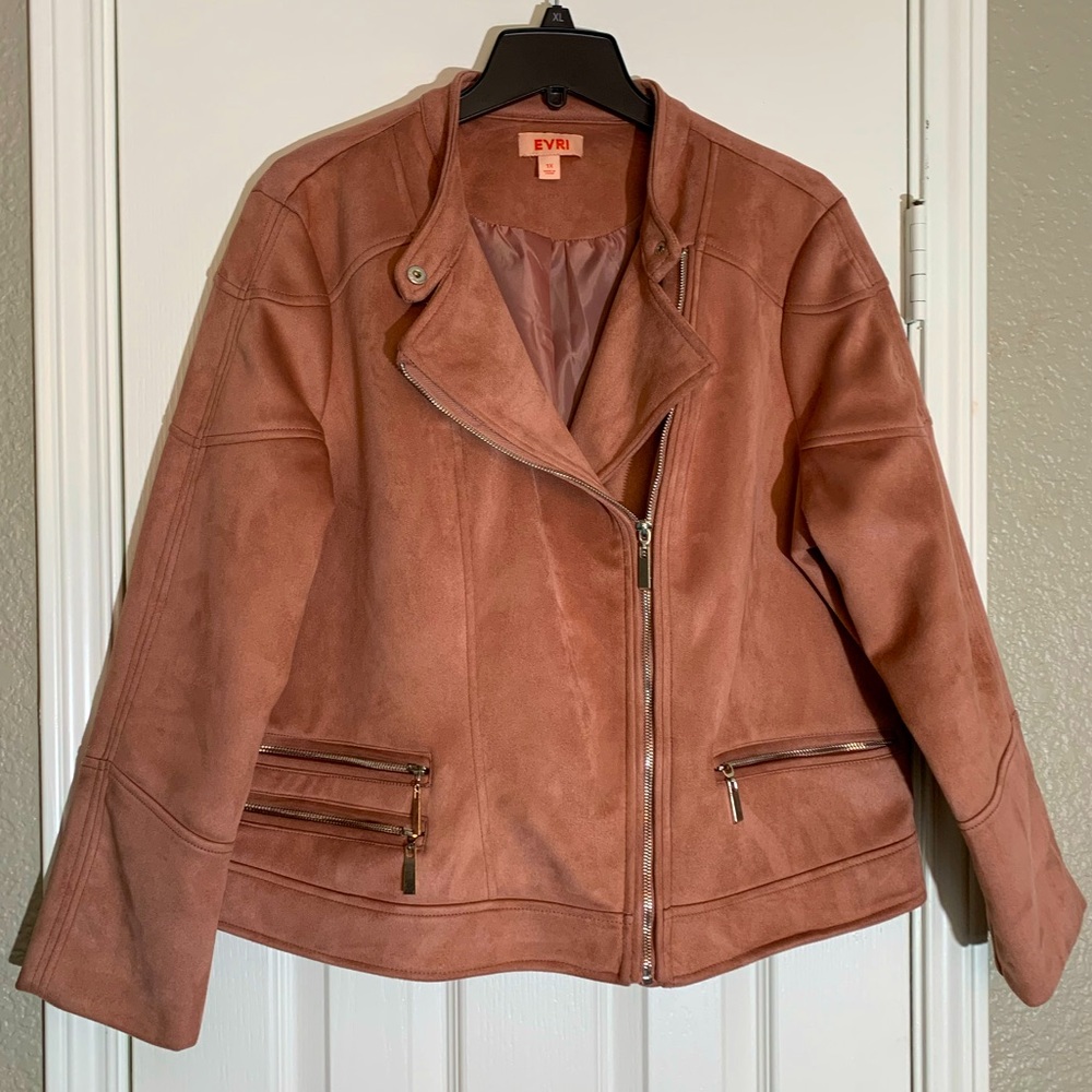 Evri Blush Pink Faux Suede Moro Jacket
